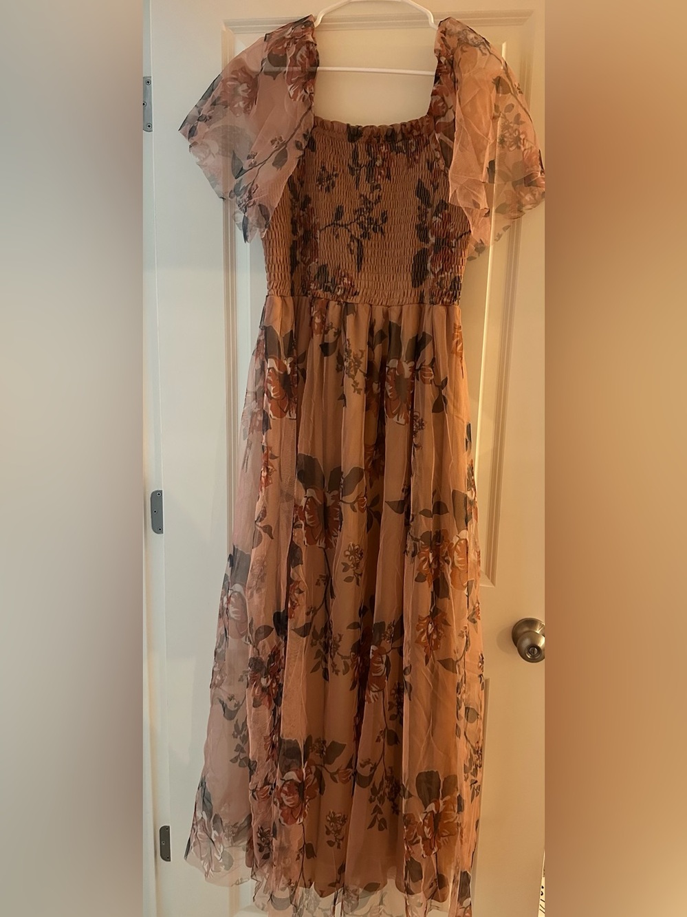 Floral Maxi Dress with Puff Sleeves - Picture 1 of 2
